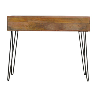Kodak Slim Console Table with Drawers Mango Wood Hairpin Iron Legs