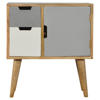 Pebble Bedside Cabinet Grey White Two-Tone Painted Drawers Oak Frame