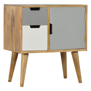 Pebble Bedside Cabinet Grey White Two-Tone Painted Drawers Oak Frame