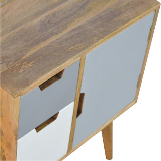 Pebble Bedside Cabinet Grey White Two-Tone Painted Drawers Oak Frame