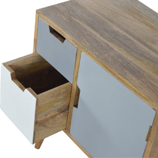Pebble Bedside Cabinet Grey White Two-Tone Painted Drawers Oak Frame
