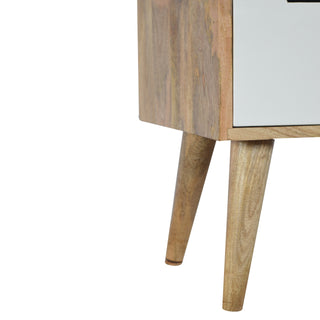 Pebble Bedside Cabinet Grey White Two-Tone Painted Drawers Oak Frame