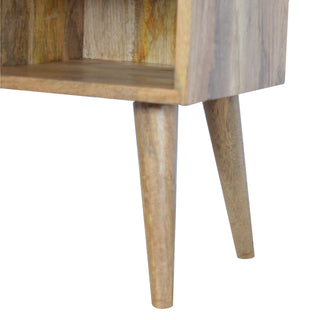 Pixel Display Cabinet Open-Cubby Grey White Painted Drawers Natural Oak Frame