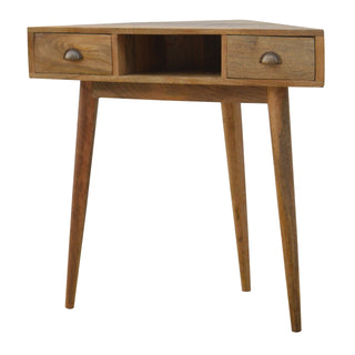 Orion Corner Writing Desk Mango Wood With Dual Drawers