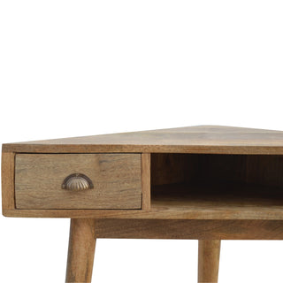Orion Corner Writing Desk Mango Wood With Dual Drawers