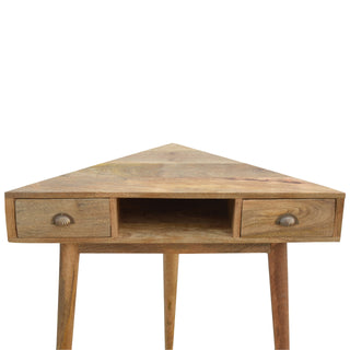 Orion Corner Writing Desk Mango Wood With Dual Drawers