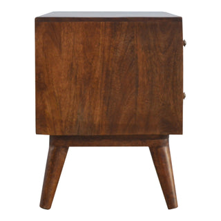 Kite Media Unit Chestnut Mango Wood Diamond Gold Brass Inlay Drawers with Scandinavian Legs