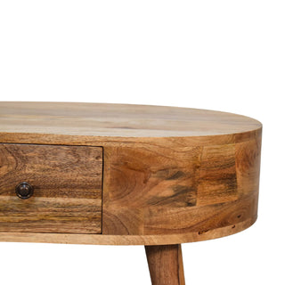 Pebble Small Coffee Table Oval Solid Mango Wood Single Drawer Nordic Legs