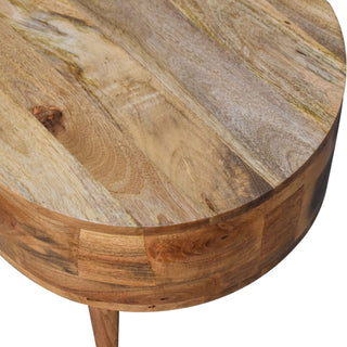 Pebble Small Coffee Table Oval Solid Mango Wood Single Drawer Nordic Legs