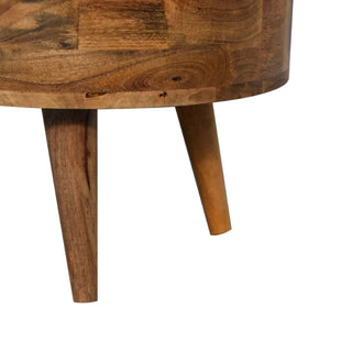 Pebble Small Coffee Table Oval Solid Mango Wood Single Drawer Nordic Legs