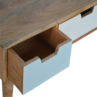 Sage Media Unit Walnut Mango Wood Hand Spray-Painted Green & White Gradient Drawers with Nordic Legs