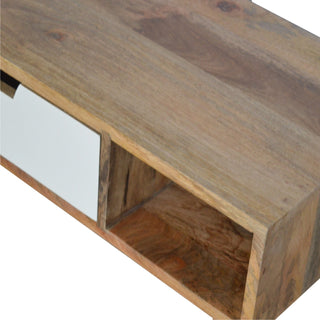 Sage Media Unit Walnut Mango Wood Hand Spray-Painted Green & White Gradient Drawers with Nordic Legs