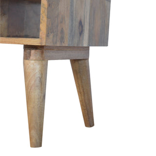 Sage Media Unit Walnut Mango Wood Hand Spray-Painted Green & White Gradient Drawers with Nordic Legs
