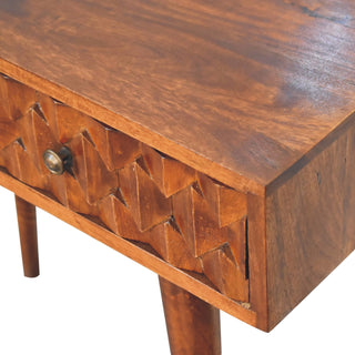 Cayo Console Table with Drawers Hand-Carved Pineapple Chestnut Mango