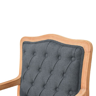 Navarre Armchair Navy Linen Buttoned French Style Carved Cabriole