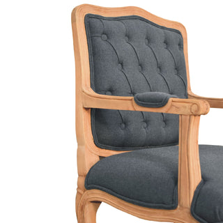 Navarre Armchair Navy Linen Buttoned French Style Carved Cabriole