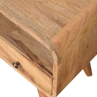 Nori Compact Media Unit Natural Oak Curved Body Twin Knob Drawers