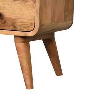 Nori Compact Media Unit Natural Oak Curved Body Twin Knob Drawers