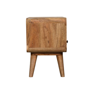 Nori Compact Media Unit Natural Oak Curved Body Twin Knob Drawers