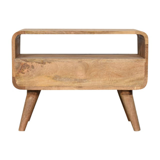 Nori Compact Media Unit Natural Oak Curved Body Twin Knob Drawers