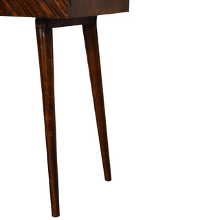 Sable Writing Desk Mango Wood Herringbone-Carved Drawer Dark Chestnut