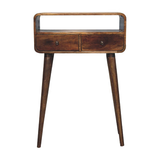 Mira Small Console Table with Drawer Greywash Curved Open Slot