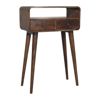 Mira Small Console Table with Drawer Greywash Curved Open Slot