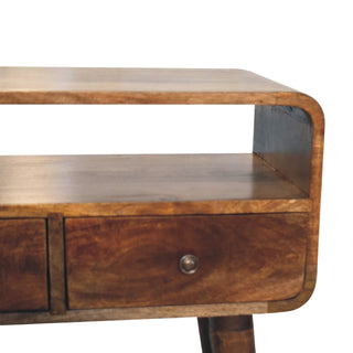 Mira Small Console Table with Drawer Greywash Curved Open Slot