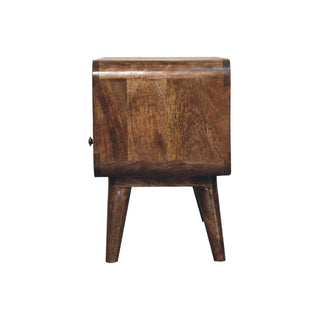 Ashe Compact Media Unit Grey-Washed Mango Wood Curved Corners Twin Drawers with Nordic Legs
