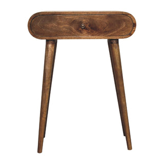 Pebble Small Console Table with Drawer Greywash Pill-Shaped Top