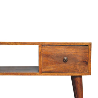 Remi Coffee Table with Drawers Centre Cubby Slot Mango Wood Chestnut Lacquer