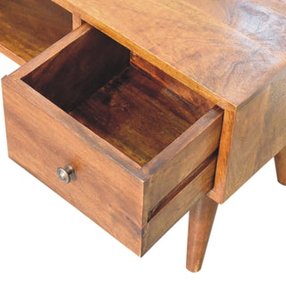 Remi Coffee Table with Drawers Centre Cubby Slot Mango Wood Chestnut Lacquer