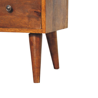 Remi Coffee Table with Drawers Centre Cubby Slot Mango Wood Chestnut Lacquer