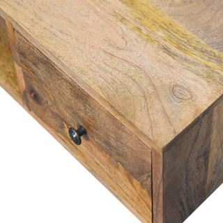 Flint Coffee Table with Drawers Centre Cubby Slot Mango Wood Natural Oak Lacquer