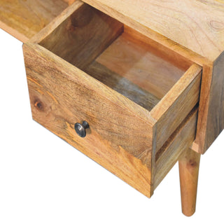 Flint Coffee Table with Drawers Centre Cubby Slot Mango Wood Natural Oak Lacquer