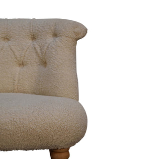 Ivory Accent Chair Cream Boucle Buttoned Tub Caster Turned Leg