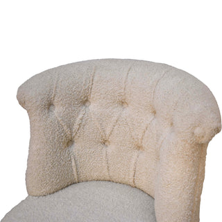 Ivory Accent Chair Cream Boucle Buttoned Tub Caster Turned Leg