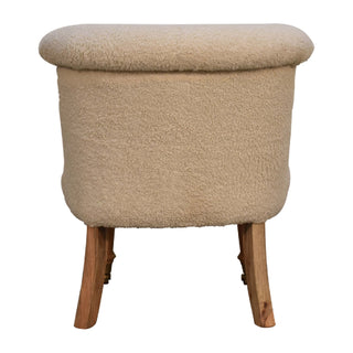 Ivory Accent Chair Cream Boucle Buttoned Tub Caster Turned Leg