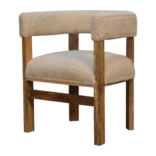 Alba Accent Chair Cream Boucle Barrel Back Solid Oak Leg