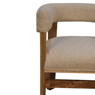 Alba Accent Chair Cream Boucle Barrel Back Solid Oak Leg