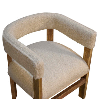 Alba Accent Chair Cream Boucle Barrel Back Solid Oak Leg