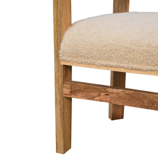 Alba Accent Chair Cream Boucle Barrel Back Solid Oak Leg