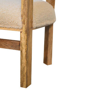 Alba Accent Chair Cream Boucle Barrel Back Solid Oak Leg