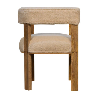 Alba Accent Chair Cream Boucle Barrel Back Solid Oak Leg