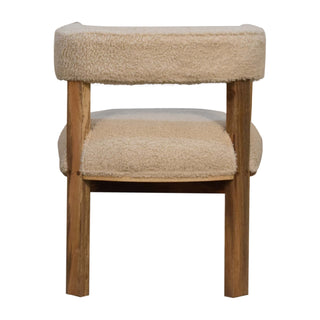 Alba Accent Chair Cream Boucle Barrel Back Solid Oak Leg