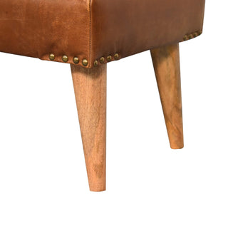 Breva Entryway Bench Cream Bouclé Seat Mid-Brown Leather Central Buckle Natural Oak Legs