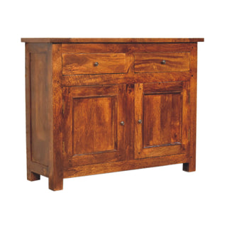 Wrenley Sideboard Cabinet with Two Drawers and Panelled Cupboards in Chestnut Finish