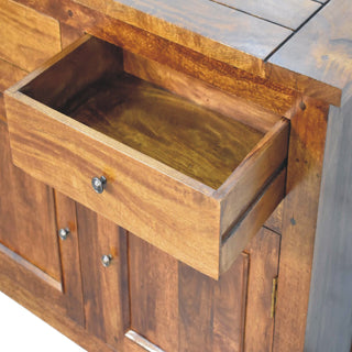 Wrenley Sideboard Cabinet with Two Drawers and Panelled Cupboards in Chestnut Finish