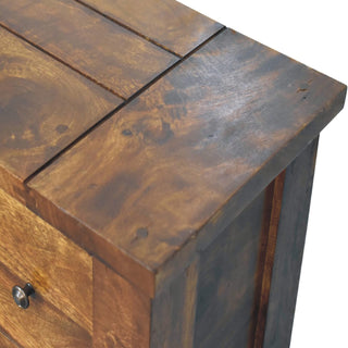 Rowan Narrow Console Table with Drawers Chestnut Turned Legs Open Shelf