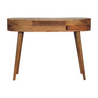 Waverly Writing Desk Mango Wood Wave-Shaped Top Dual Mini Drawers With Open Slot